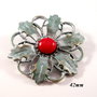 4881 - Pandantiv, floare, bronz, verdigris, argintiu mat