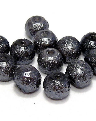 Perle creponate, 6 mm, gri inchis