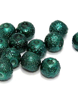 Perle creponate, 6 mm, verzi