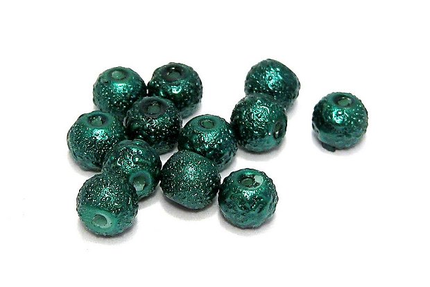 Perle creponate, 6 mm, verzi