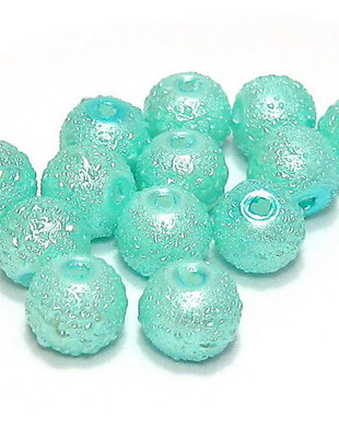 Perle creponate, 6 mm, turcoaz