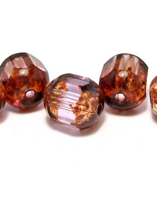 Margele din sticla tubulare, 8 mm, mov