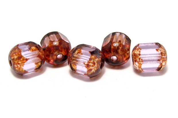 Margele din sticla tubulare, 8 mm, mov