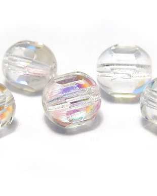 Margele din sticla tubulare, 8 mm, transparente AB