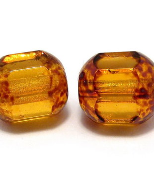 Margele din sticla tubulare, 8 mm, topaz inchis