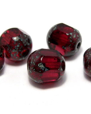 Margele din sticla tubulare, 8 mm, rosu inchis