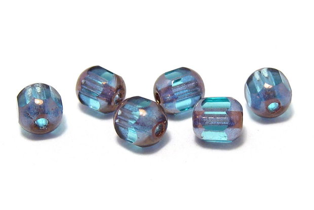 Margele din sticla tubulare, 5 mm, albastre