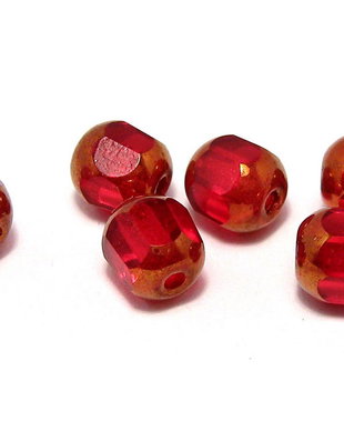 Margele din sticla tubulare, 6 mm, rosii