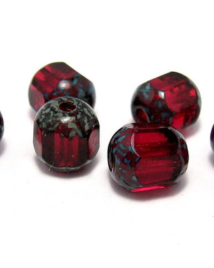 Margele din sticla tubulare, 6 mm, rosu inchis