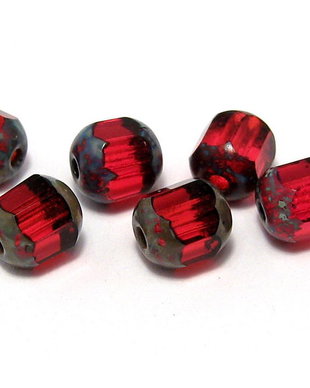 Margele din sticla tubulare, 6 mm, rosu inchis