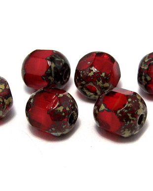 Margele din sticla tubulare, 6 mm, rosu inchis