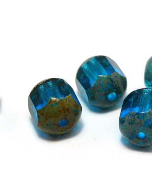 Margele din sticla tubulare, 6 mm, albastre