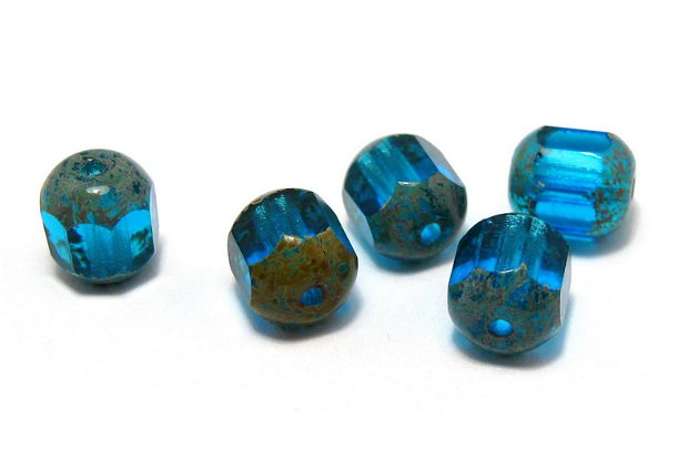 Margele din sticla tubulare, 6 mm, albastre