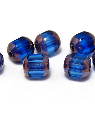 Margele din sticla tubulare, 6 mm, albastre