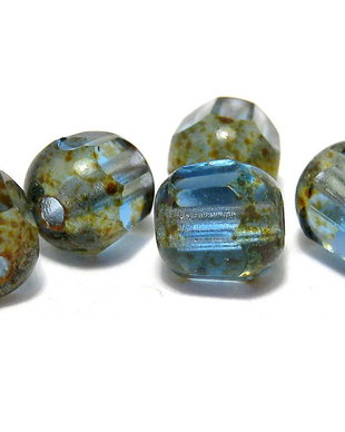 Margele din sticla tubulare, 6 mm, albastre