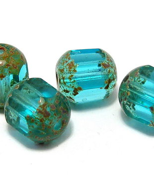 Margele din sticla tubulare, 6 mm, aquamarin