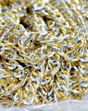 Lant din aluminiu, argintiu combinat cu auriu
