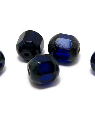 Margele din sticla tubulare, 6 mm, albastre