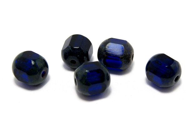 Margele din sticla tubulare, 6 mm, albastre