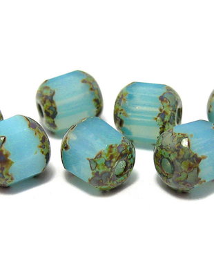 Margele din sticla tubulare, 6 mm, albastre