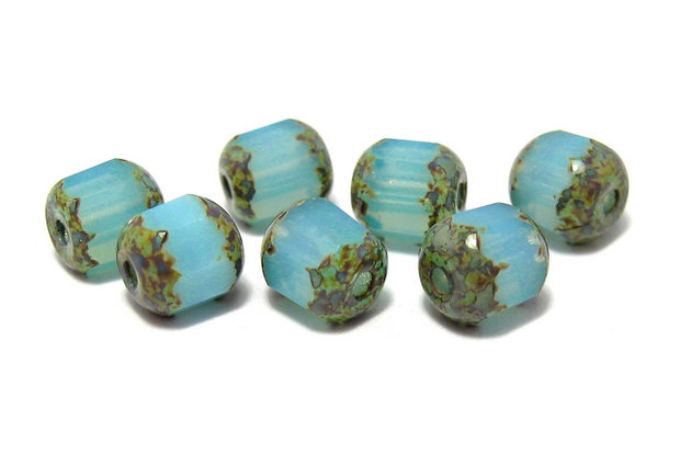 Margele din sticla tubulare, 6 mm, albastre
