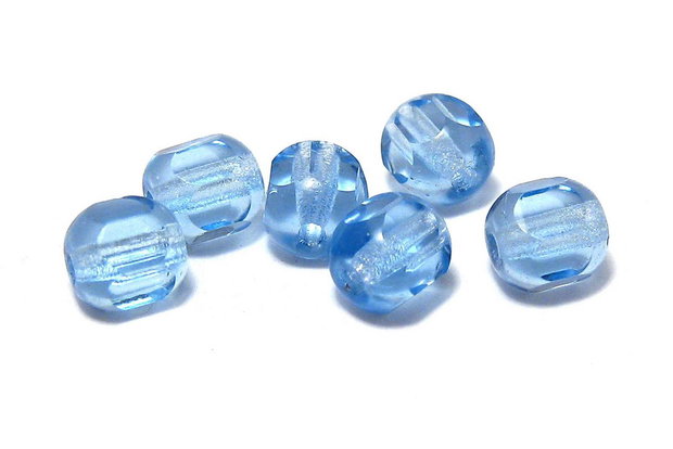 Margele din sticla tubulare, 6 mm, albastre