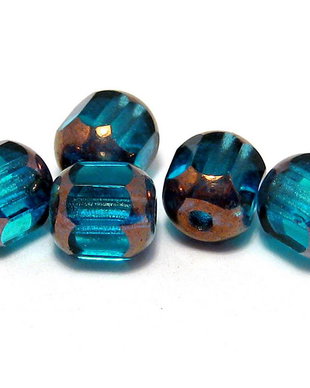 Margele din sticla tubulare, 6 mm, albastre