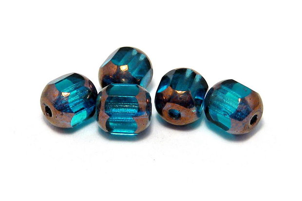 Margele din sticla tubulare, 6 mm, albastre