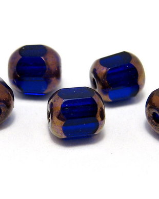 Margele din sticla tubulare, 6 mm, albastre