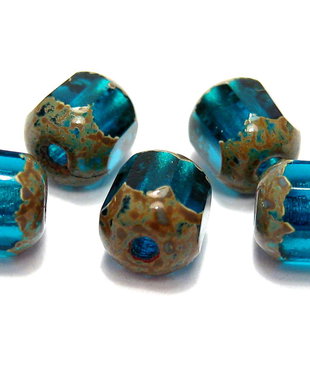 Margele din sticla tubulare, 6 mm, albastre