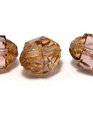 Margele din sticla, turbina, 10x8 mm, antique rose