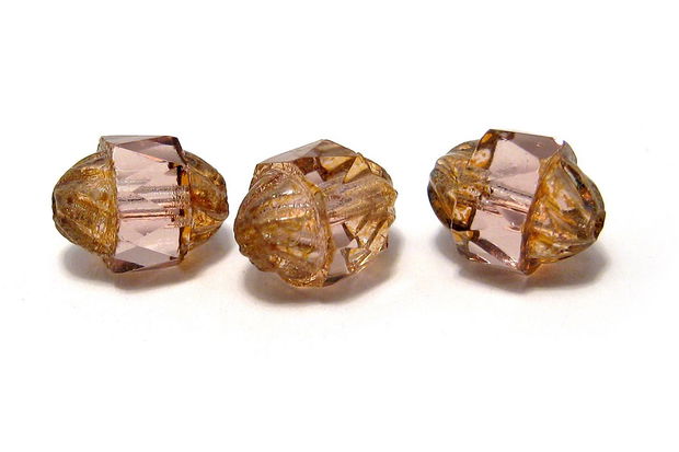 Margele din sticla, turbina, 10x8 mm, antique rose