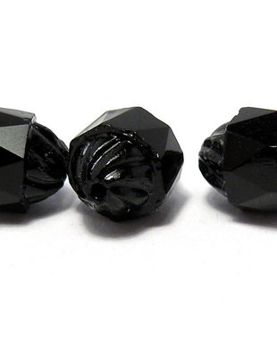 Margele din sticla, turbina, 10x8 mm, negre