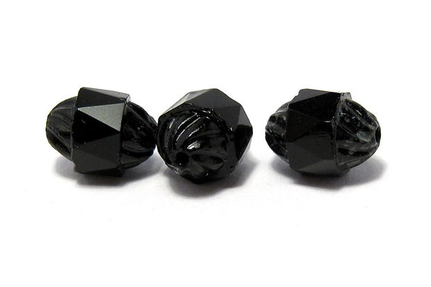 Margele din sticla, turbina, 10x8 mm, negre