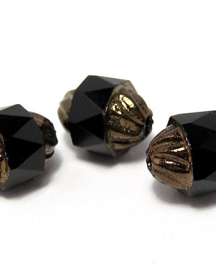 Margele din sticla, turbina, 10x8 mm, negre