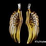 4896 - SET Pandantiv, aripa inger, man-made cristal, chihlimbar deschis / miere
