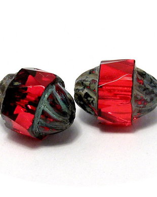 Margele din sticla, turbina, 10x8 mm, rosii