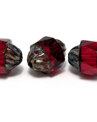 Margele din sticla, turbina, 10x8 mm, rosu inchis