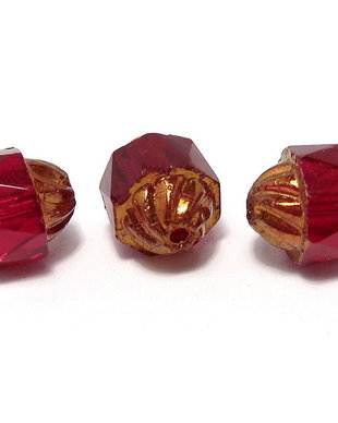 Margele din sticla, turbina, 10x8 mm, rosii