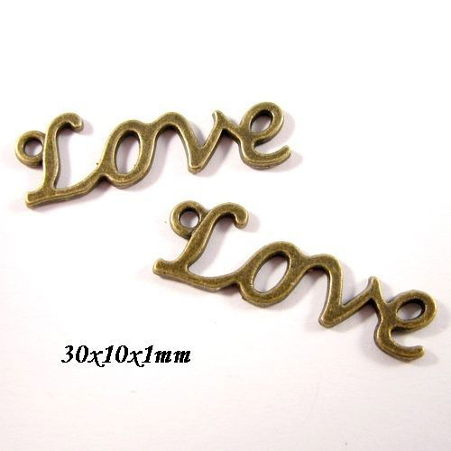 4924 _ (4buc) Link / conector, bronz, love