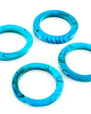 H841 Inele scoica albastru cu striatii negre 35x4mm