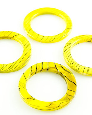 H842 Inele scoica galben cu striatii negre 35x4mm
