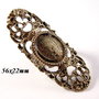 4486 - Baza inel nereglabil, bronz, dantelat, cabochon
