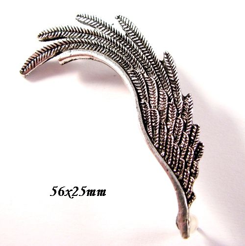 4940 - (1buc) Baza cercel catusa, ear cuff, aripa inger, argintiu antichizat