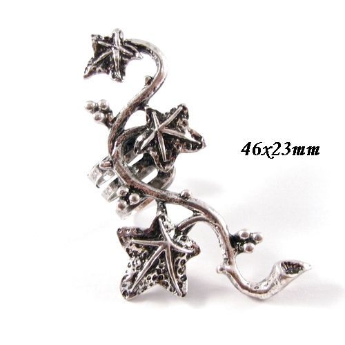 4941 - (1buc) Baza cercel catusa, ear cuff, frunze iedera, argintiu antichizat