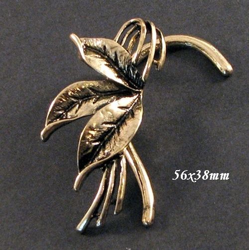 4367 - (1buc) Baza cercel armura, ear cuff, frunze, bronz