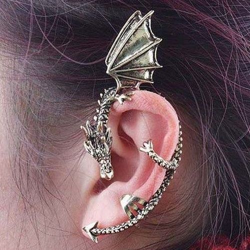 4949 - (1buc) Baza cercel catusa, ear cuff, dragon, bronz