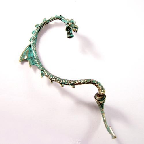 4952 - (1buc) Baza cercel catusa, ear cuff, dragon, bronz