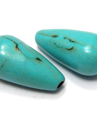 Howlite natural, 7x13 mm, turcoaz