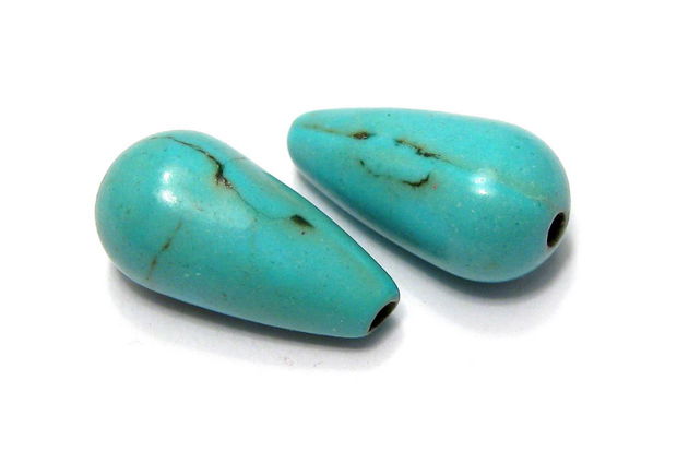 Howlite natural, 7x13 mm, turcoaz